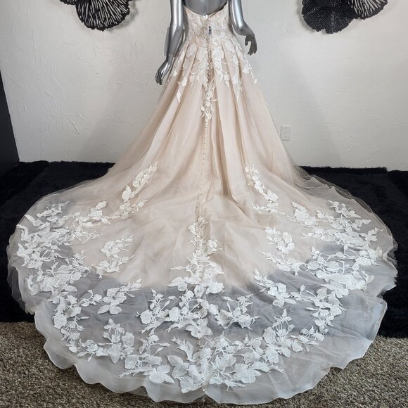 NWT~$1699~ALLURE BRIDAL~12~STRAPLESS CHAMPAGNE IVORY EMBELLISHED WEDDING DRESS - Picture 11 of 16